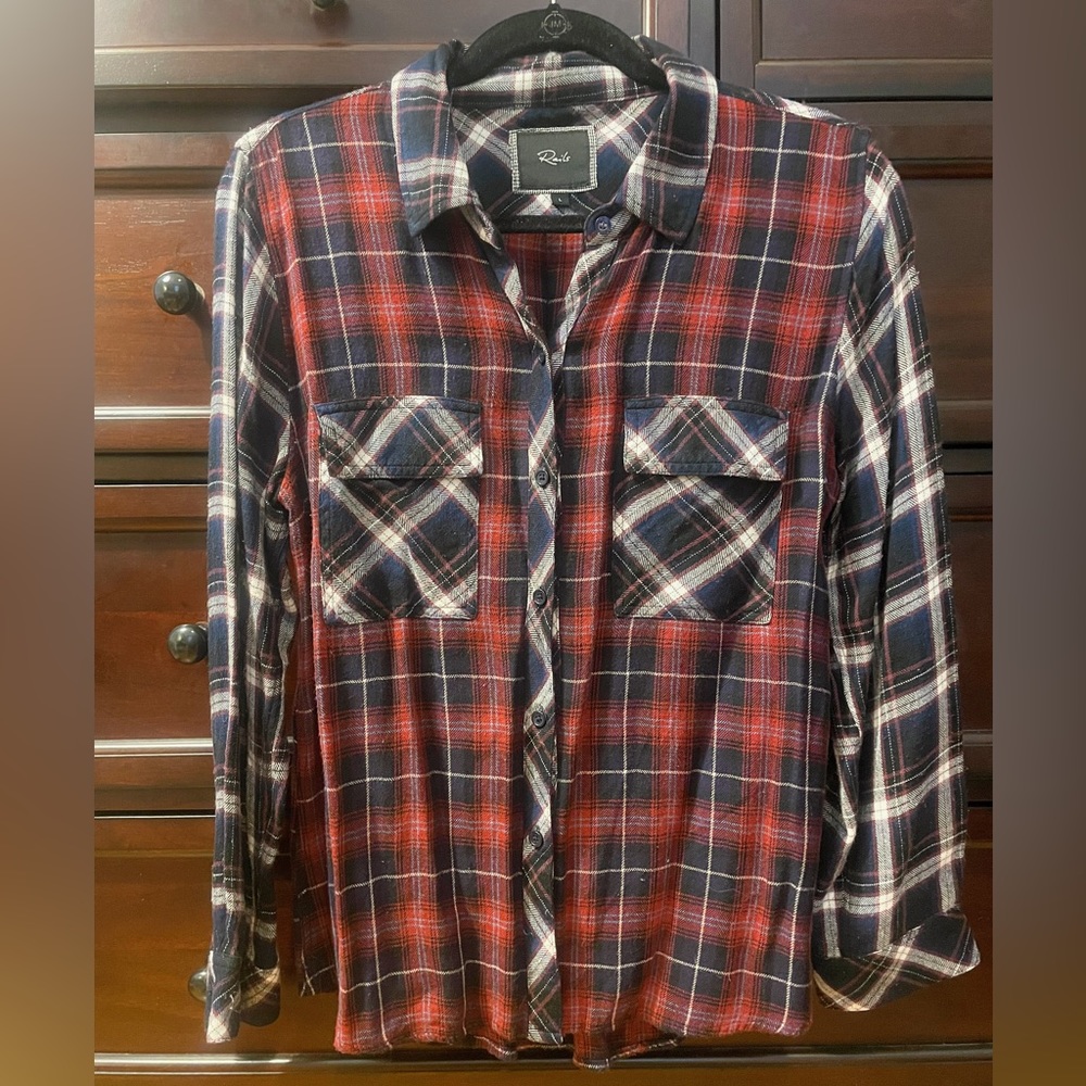 Rails Flannel Red Navy White Size L - image 4